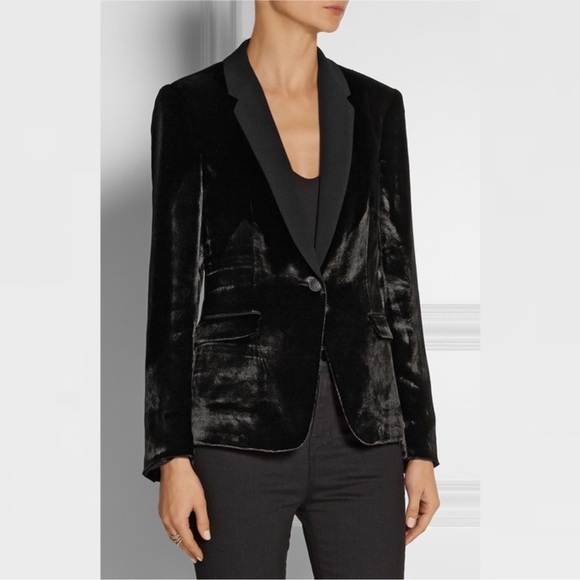 rag & bone Jackets & Blazers - 374 NWT Rag & Bone Velvet Black Blazer Size 0 Color Black